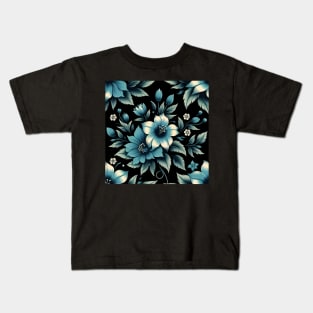 Blue Floral Motif Kids T-Shirt